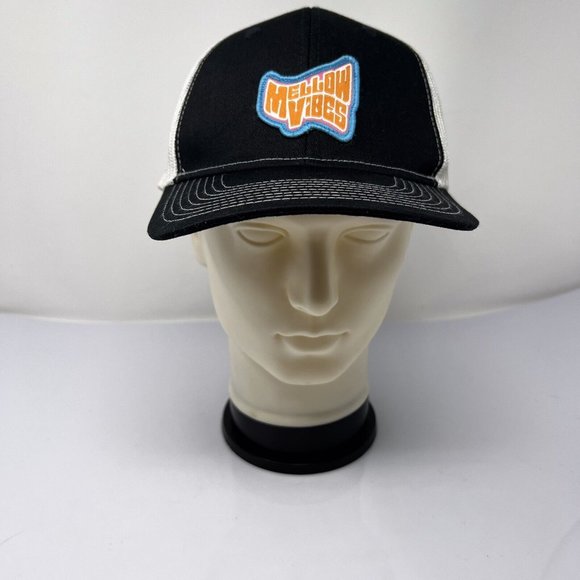 Mellow Vibes‎ Ball Cap Black  White Mesh Trucker Strap Back Port Authority - Picture 2 of 7